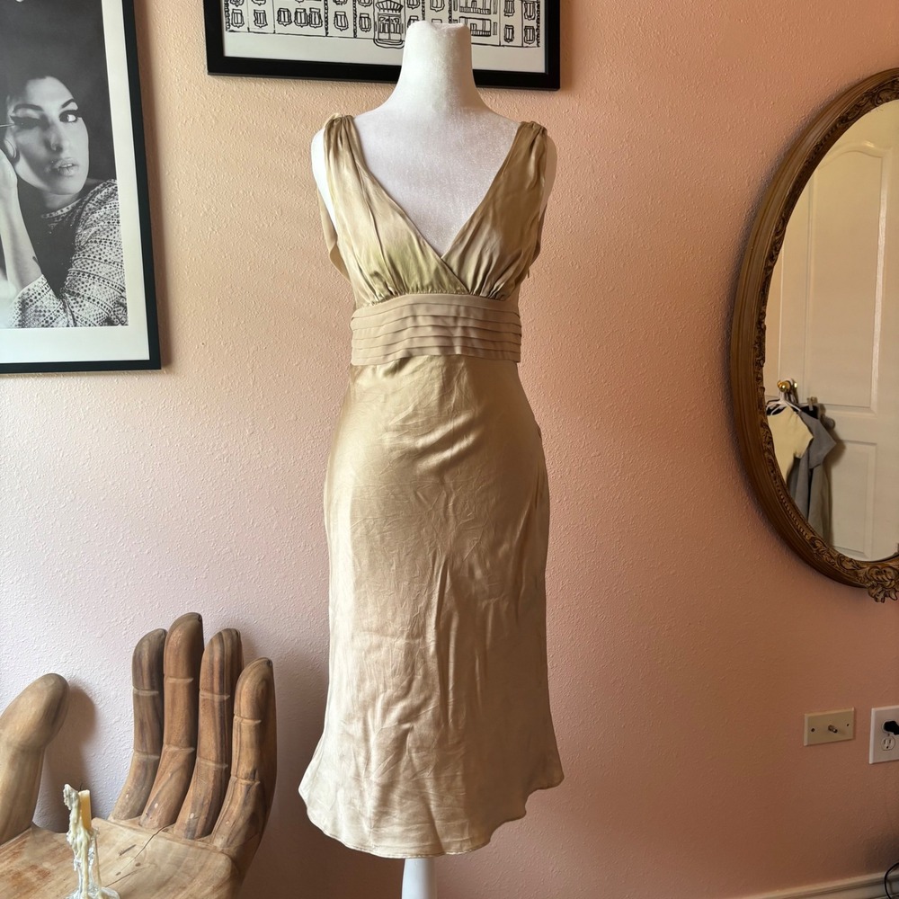 Y2K Champagne Silk Cocktail Dress